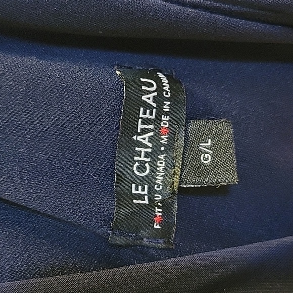 Le Chateau Ruched Navy Blue Dress - Picture 5 of 5